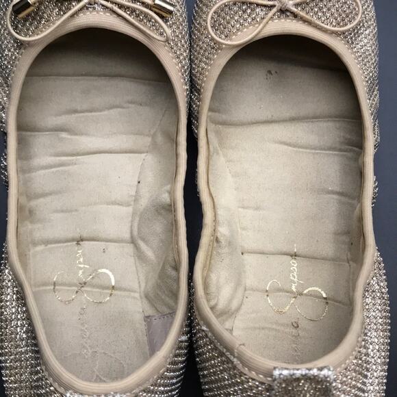 Jessica Simpson Glitter Gold Flats Sandals Sz 6.5 - Picture 5 of 7